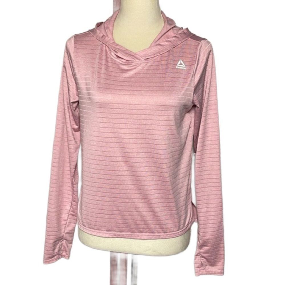 Reebok Women's Pastel Pink Lightweight Hi/Low Hooded Athletic Top (Small)